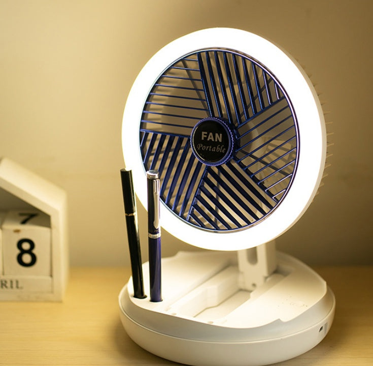USB Charged Foldable Table Fan With LED Light