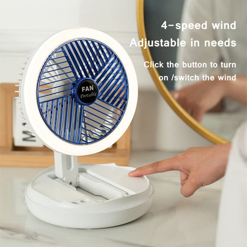 USB Charged Foldable Table Fan With LED Light