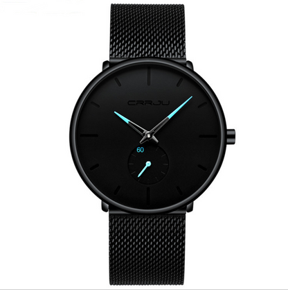 Simple ultra-thin watch with round mesh belt