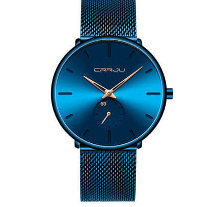 Simple ultra-thin watch with round mesh belt