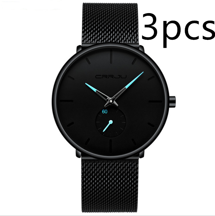 Simple ultra-thin watch with round mesh belt