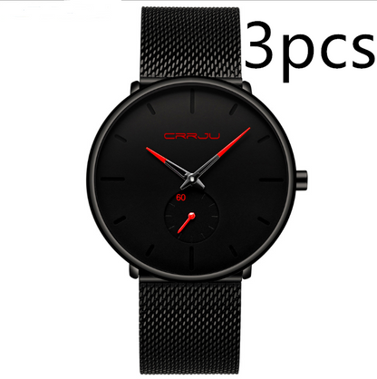 Simple ultra-thin watch with round mesh belt