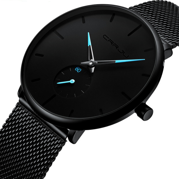 Simple ultra-thin watch with round mesh belt