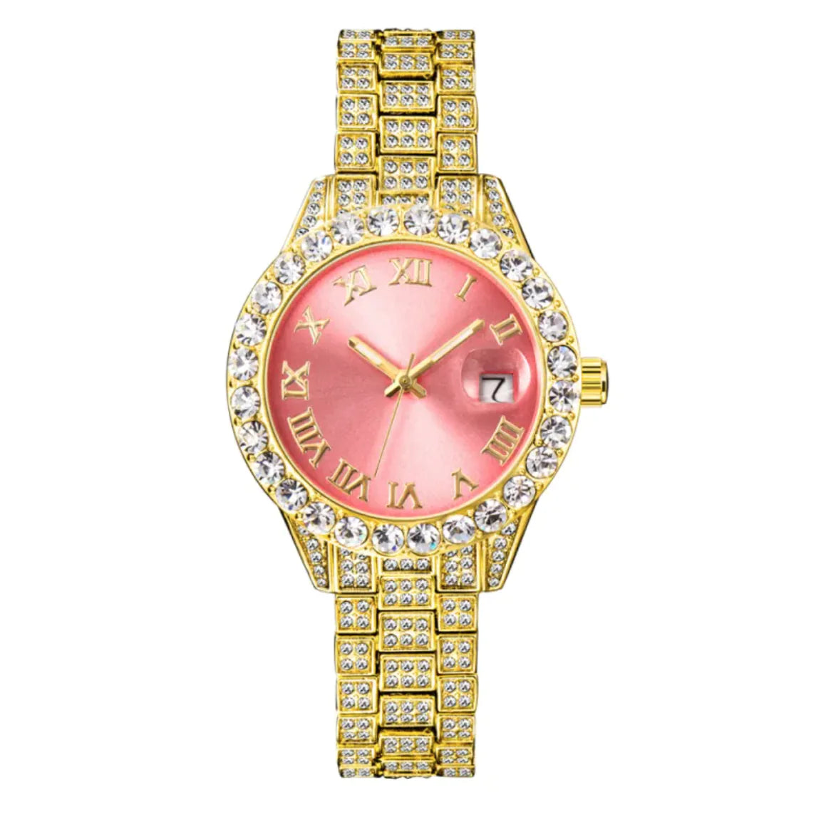 Luminous Waterproof Quartz Watch with Diamond Inlaid Design