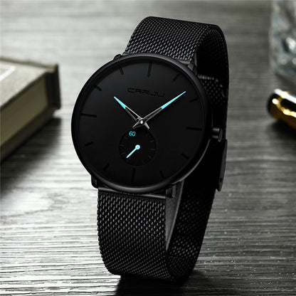 Simple ultra-thin watch with round mesh belt