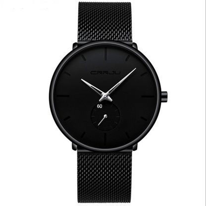 Simple ultra-thin watch with round mesh belt