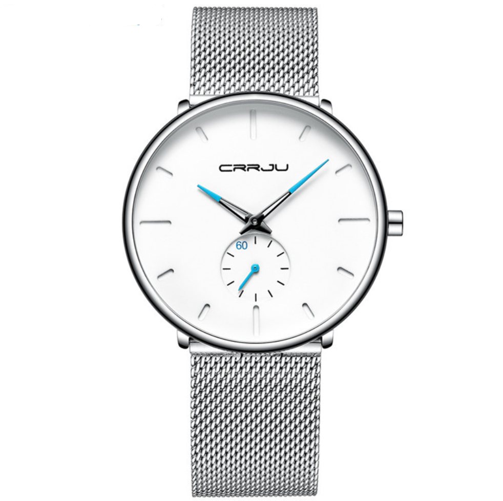 Simple ultra-thin watch with round mesh belt