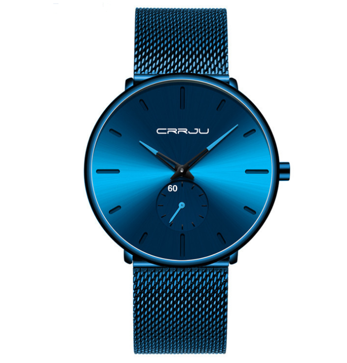 Simple ultra-thin watch with round mesh belt