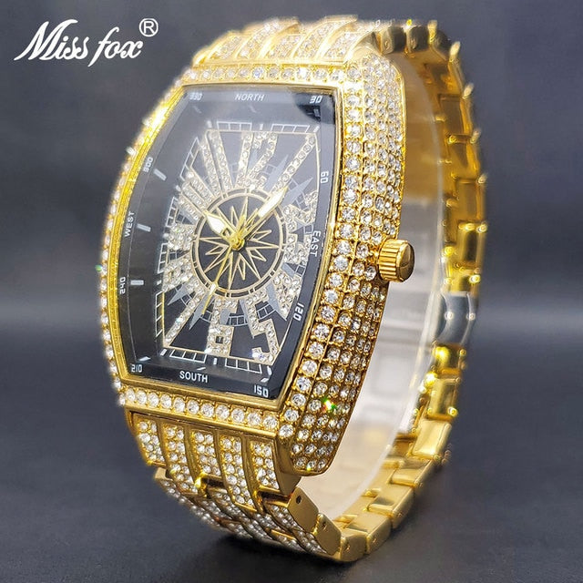 Iced Watch For Men Gold