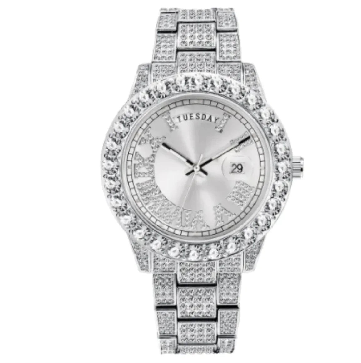 Luminous Waterproof Quartz Watch with Diamond Inlaid Design