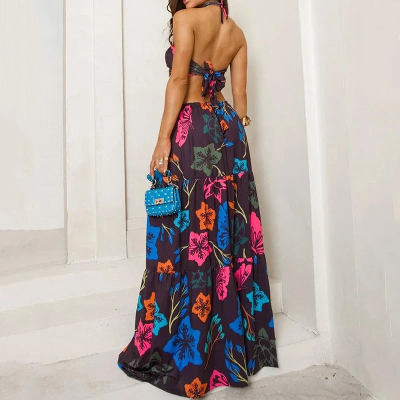 Floral A-Line Long Dress back