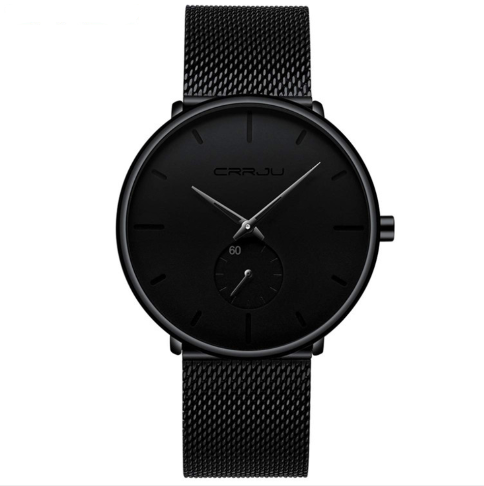 Simple ultra-thin watch with round mesh belt