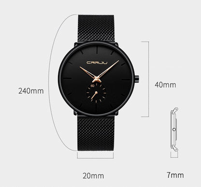 Simple ultra-thin watch with round mesh belt