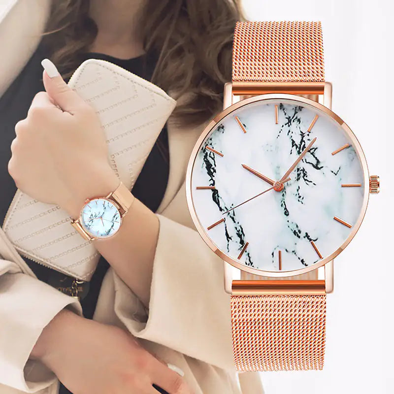 Stylish Rose Gold Band Watch