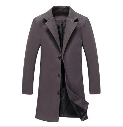 Mens Casual Business Woolen Coats Grey