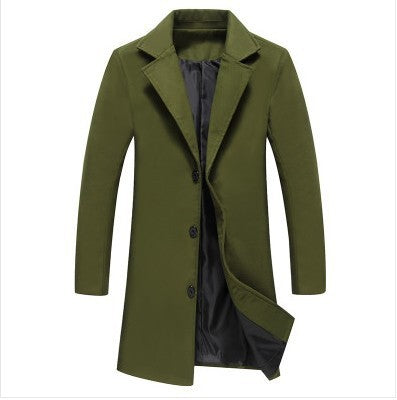 Mens Casual Business Woolen Coats Green