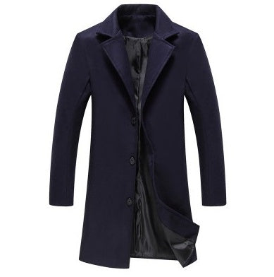 Mens Casual Business Woolen Coats navy blue