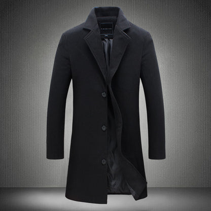 Mens Casual Business Woolen Coats dark grey