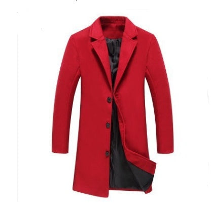 Mens Casual Business Woolen Coats red