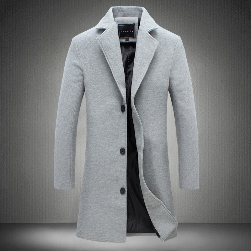 Mens Casual Business Woolen Coats light grey