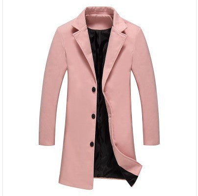 Mens Casual Business Woolen Coats pink