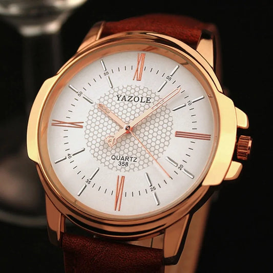 Quartz Yazole Luxury Watch brown and white