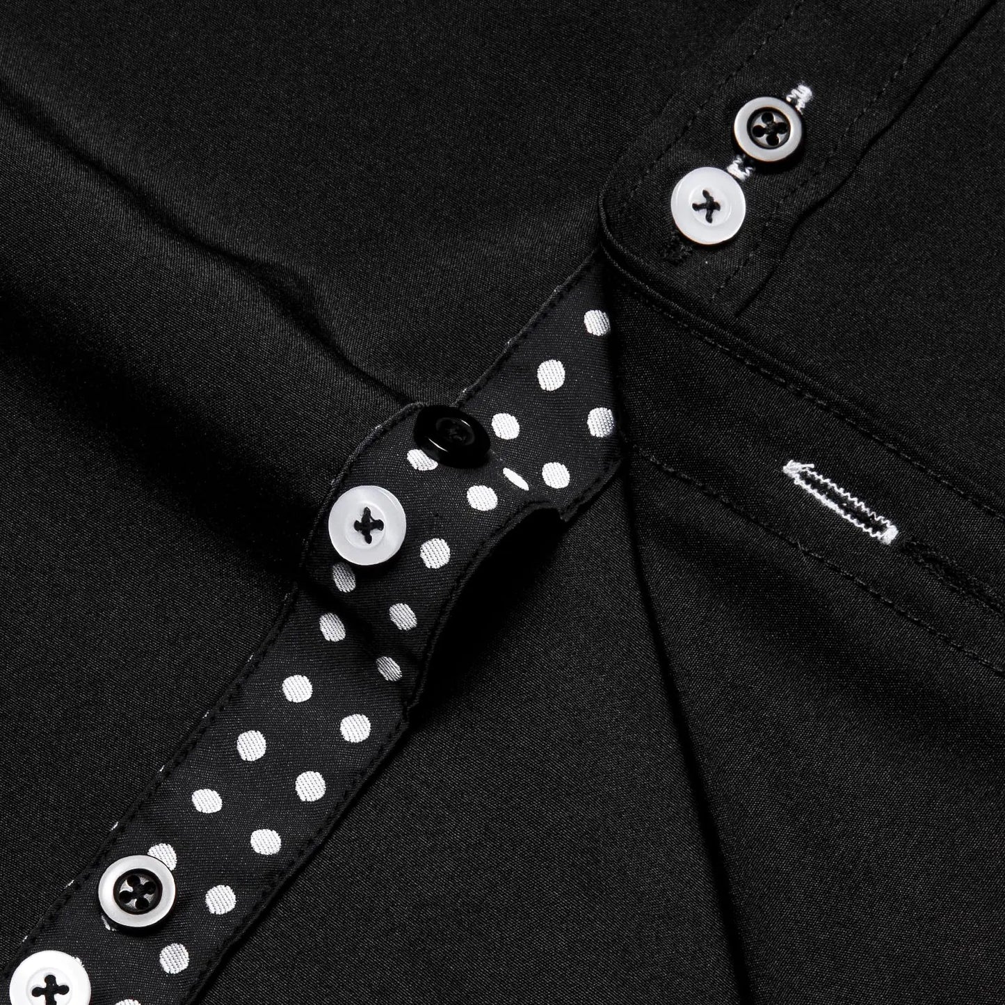 DiBanGu Men's Dress Shirt Long Sleeve Casual Button Down Shirts Regular Fit Inner Contrast Shirt for Business Party X-Large Black/White Polka Dot