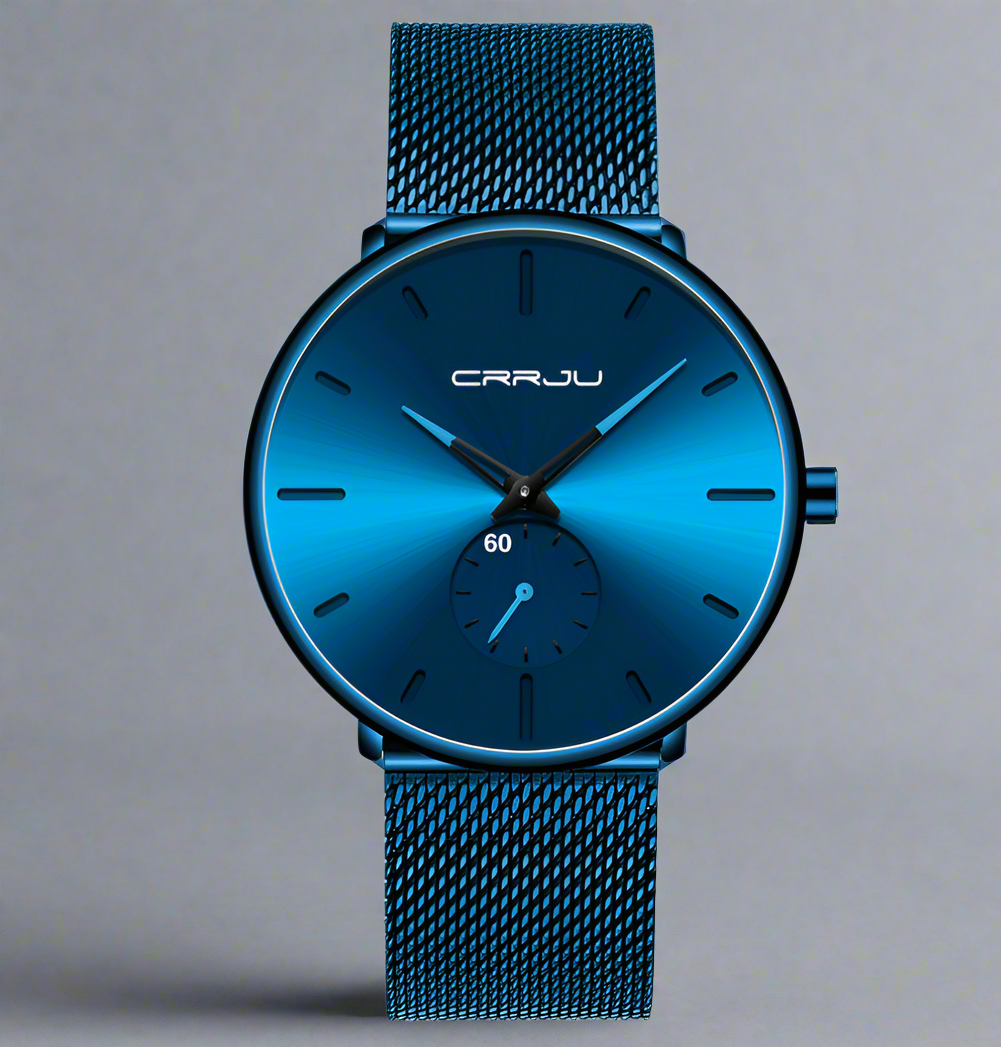 Simple ultra-thin watch with round mesh belt