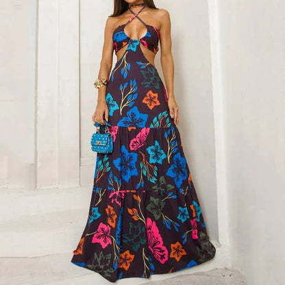 Floral A-Line Long Dress front