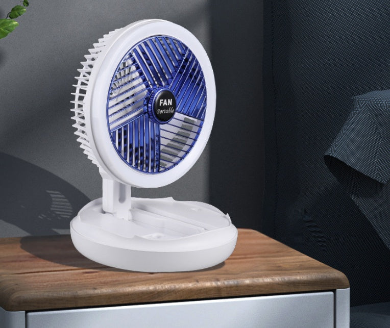 USB Charged Foldable Table Fan With LED Light